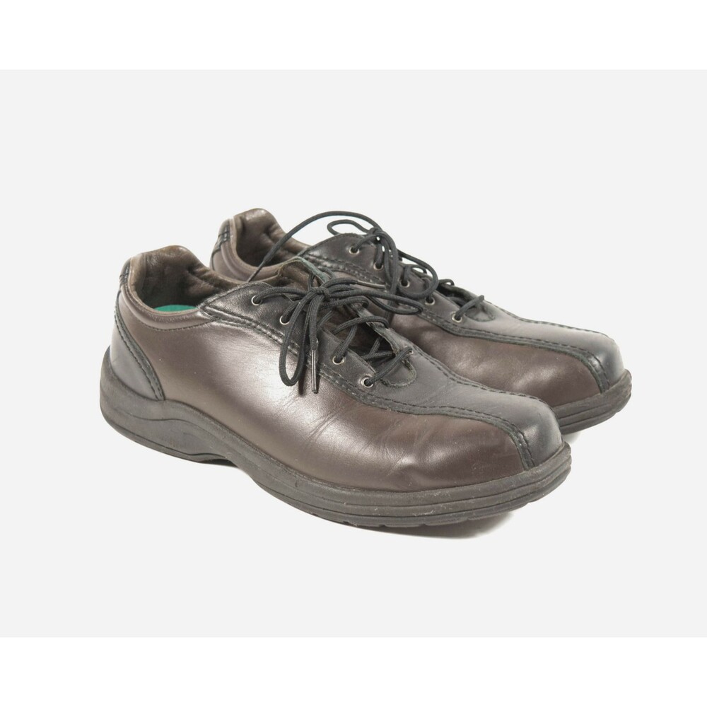 PW Minor Central Park Brown Black Leather Lace Up Orthopedic Shoes Sz 7.5 W